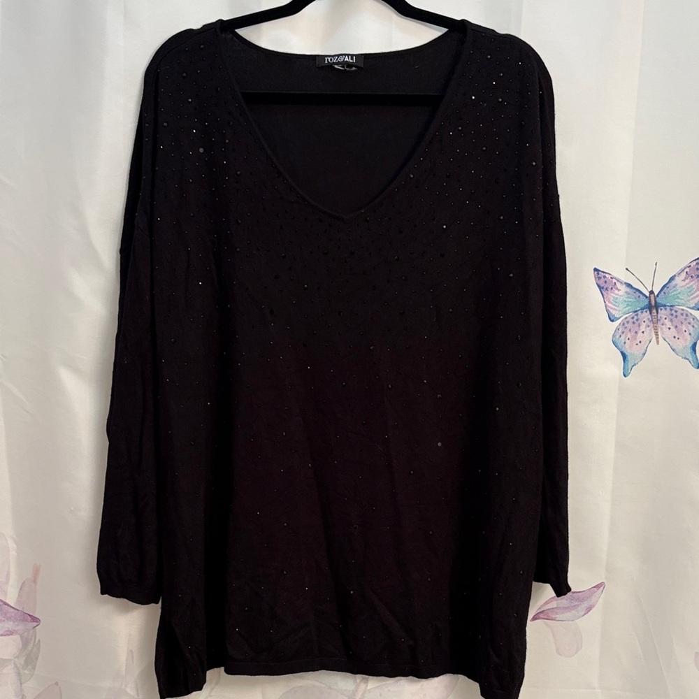 Roz & Ali 2XL Black sparkly sweater